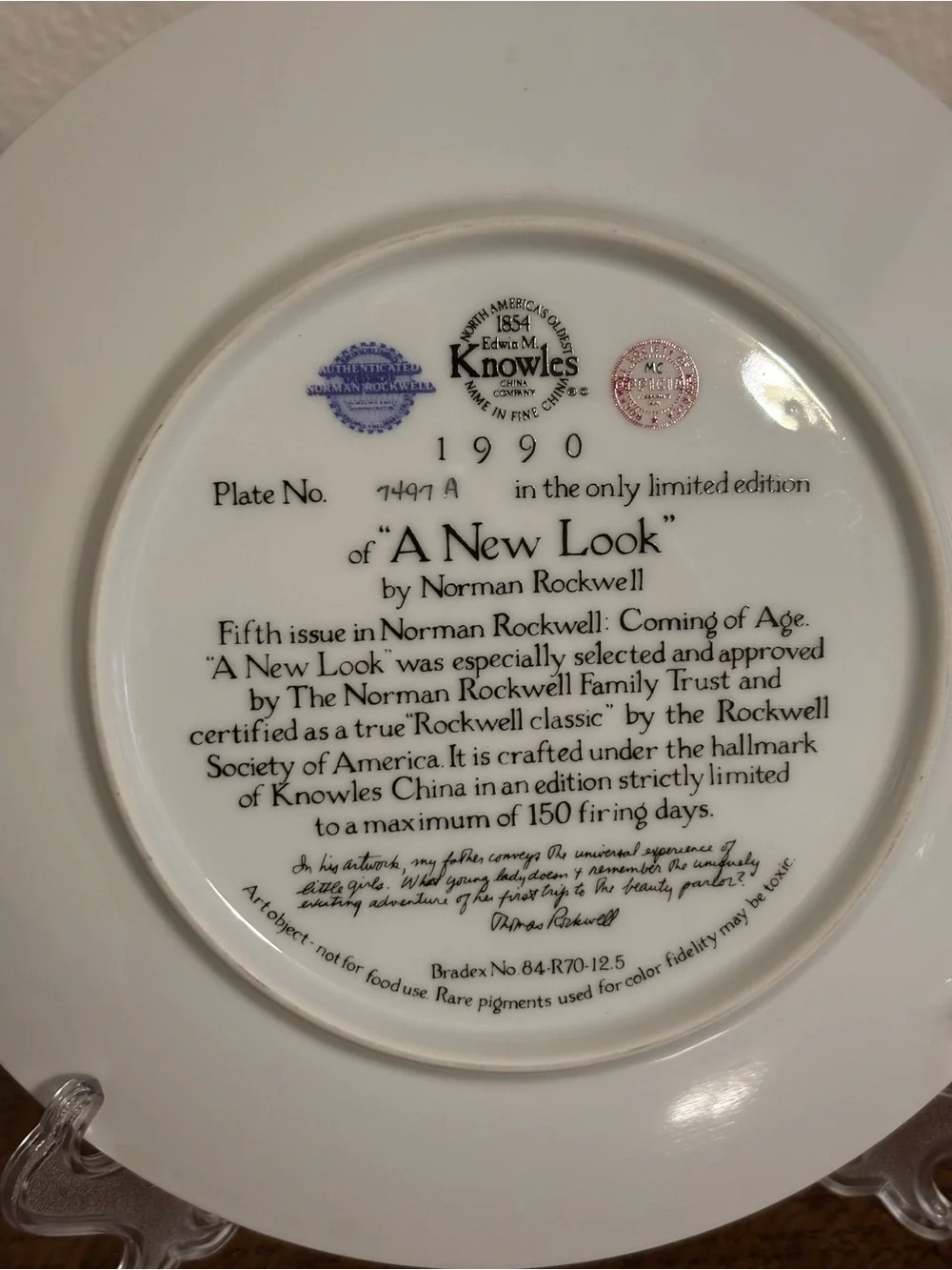 Norman Rockwell Collectors Plate A New Look 1990 Collectible